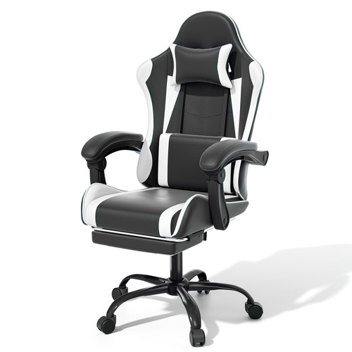 White ergonomic gaming chair - ergonomic,
