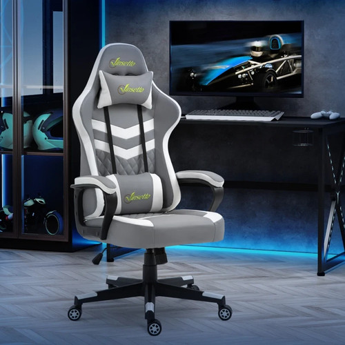 Grey gaming chair faux leather - grey,