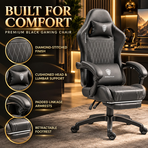 Dowinx black gaming chair - black,